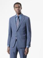 Traje 2 piezas con lana azul niágara de PuroEgo, con camisa azul y corbata.