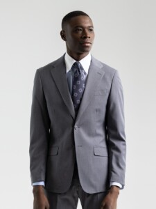 PuroEgo Traje 2 Piezas Gris Micro Cuadro Slim Fit