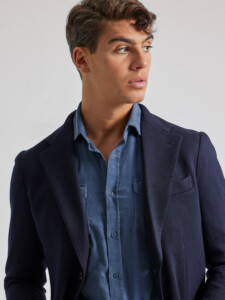 PuroEgo Chaqueta Azul Marino Estructurada Textura Panal