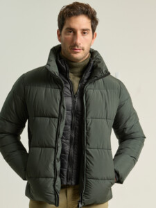 PuroEgo Parka Acolchada Verde Oscuro Cuello Alto