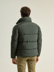 PuroEgo Parka Acolchada Verde Oscuro Cuello Alto