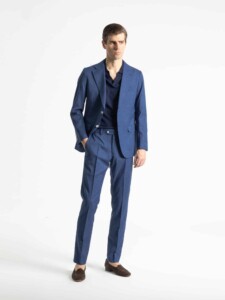 Traje de dos piezas azulino PuroEgo con corte slim fit y hombros estructurados