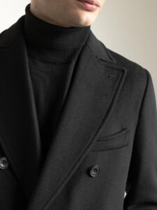 PuroEgo Abrigo Gris Doble Botonadura Espiga — Hombre