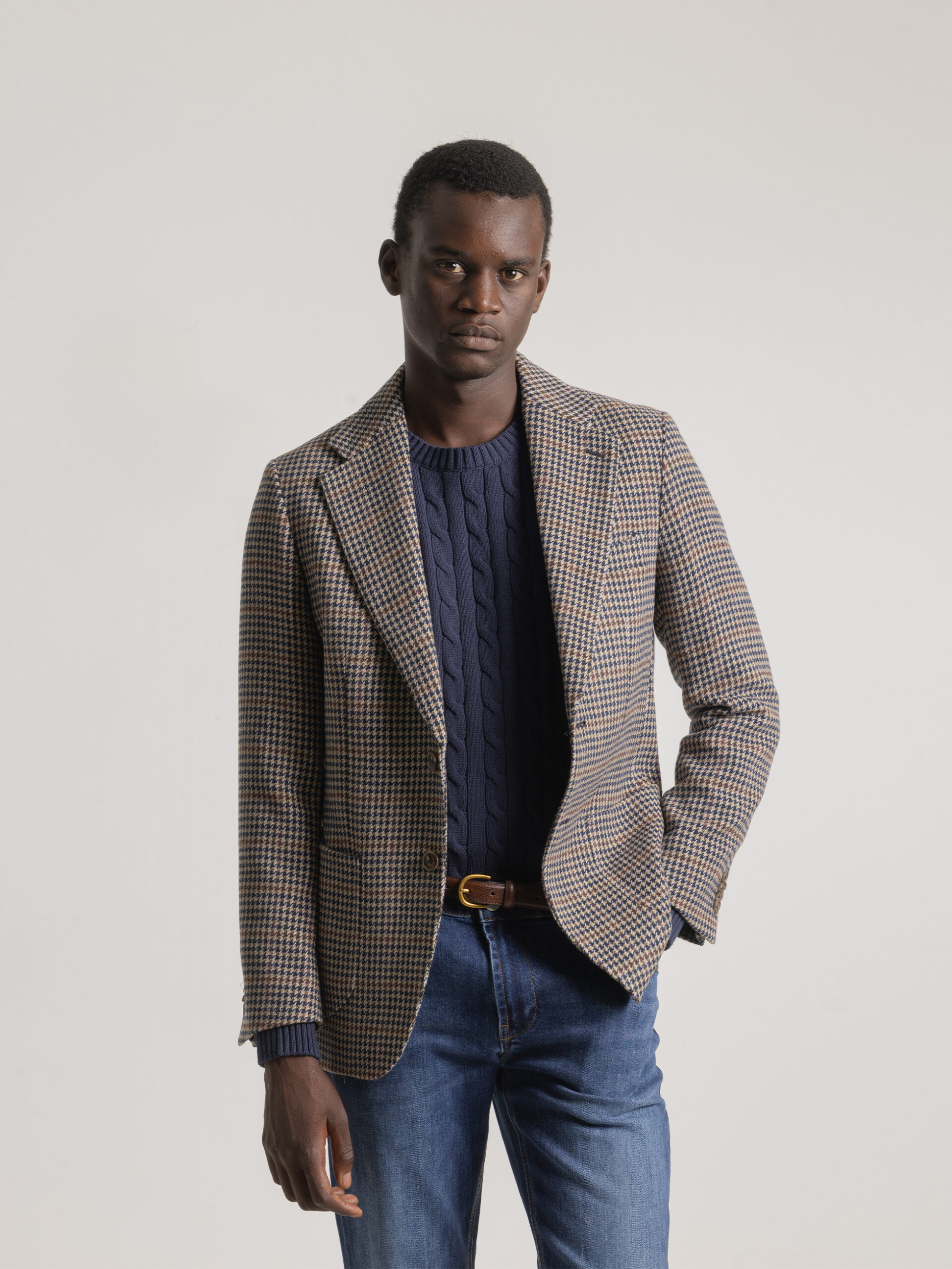 PuroEgo Americana Houndstooth Natural Camel — Hombre