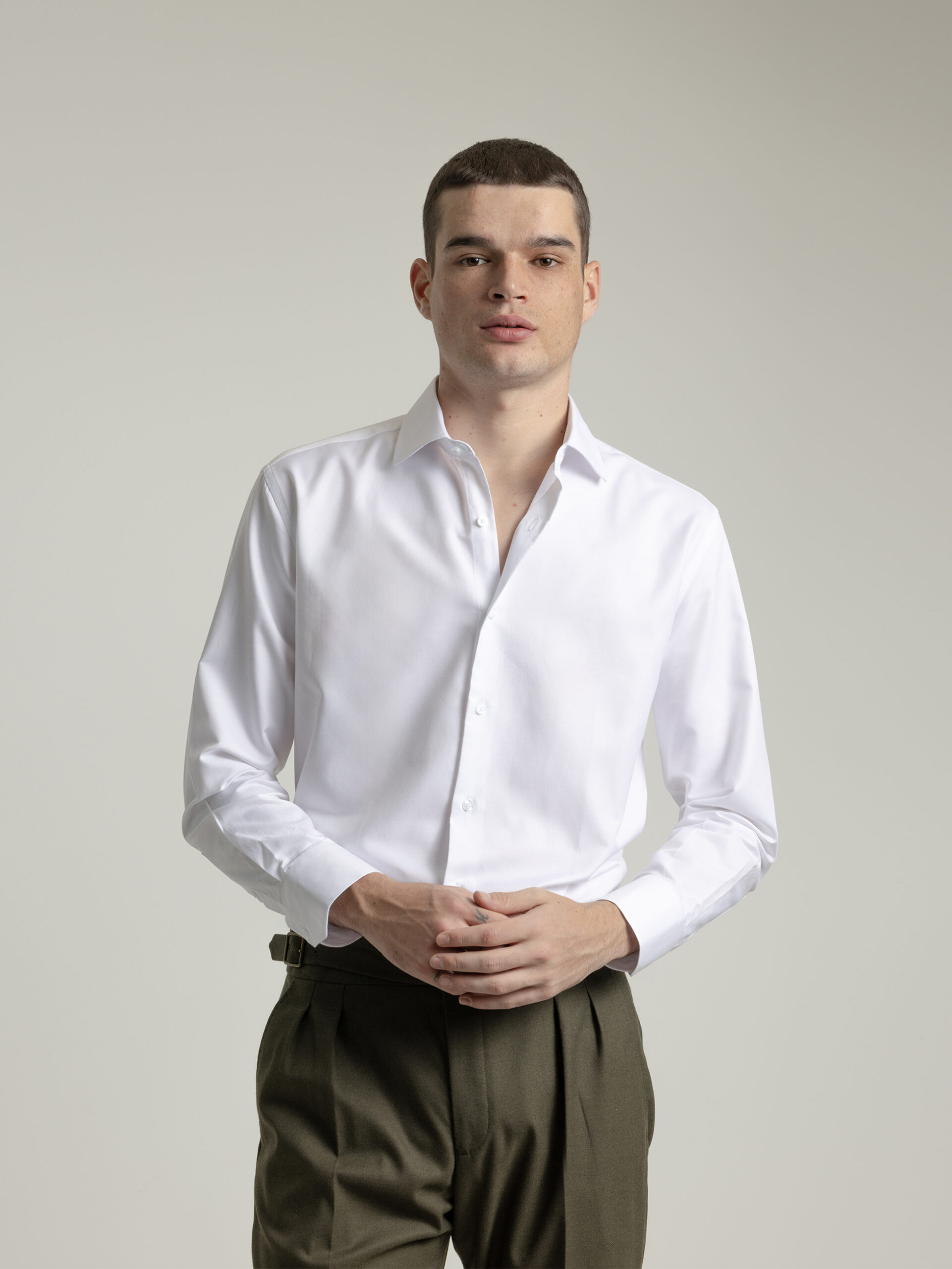 PuroEgo Camisa Blanca Cuello Italiano — Hombre