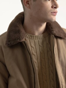 PuroEgo Bomber Beige Cuello Shearling — Hombre