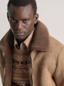 PuroEgo Chaqueta Bomber Camel Shearling — Hombre