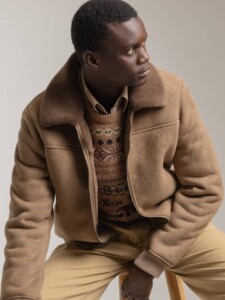 PuroEgo Chaqueta Bomber Camel Shearling — Hombre