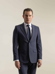 Traje marino de dos piezas PuroEgo con chaqueta de solapa de muesca y pantalón recto
