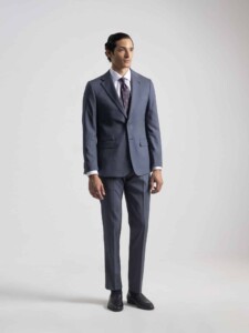 Traje gris azulado PuroEgo de dos piezas con chaqueta de dos botones y pantalón