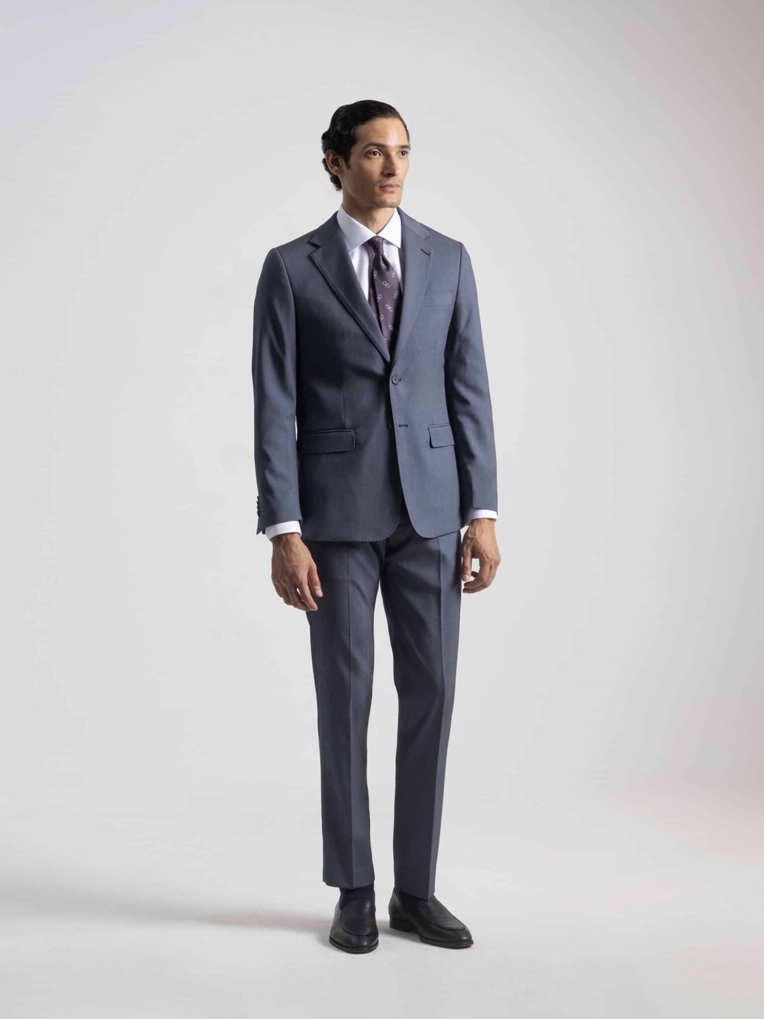 Traje gris azulado PuroEgo de dos piezas con chaqueta de dos botones y pantalón