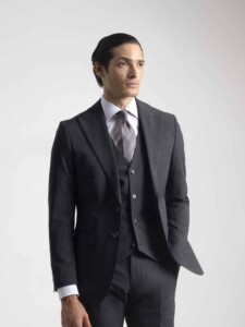 PuroEgo Traje 3 Piezas Gris Antracita Slim Fit — Hombre