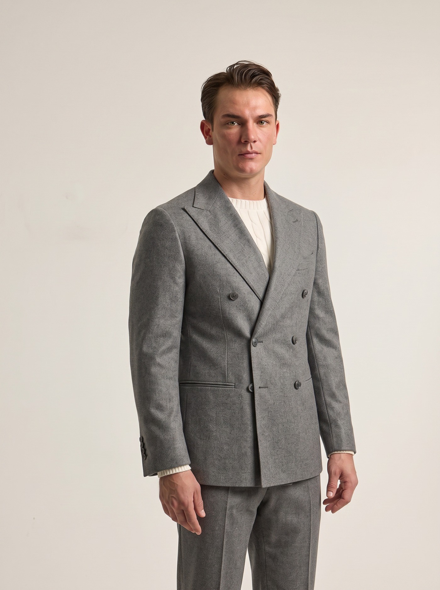 TRAJE 2 PIEZAS CRUZADO PANTALÓN GURKHA GRIS