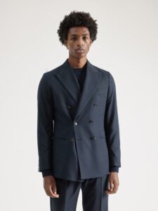 traje cruzado 6x2 azul · tres cuartos