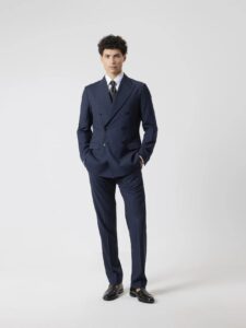 traje cruzado 6x2 azul marino · tres cuartos