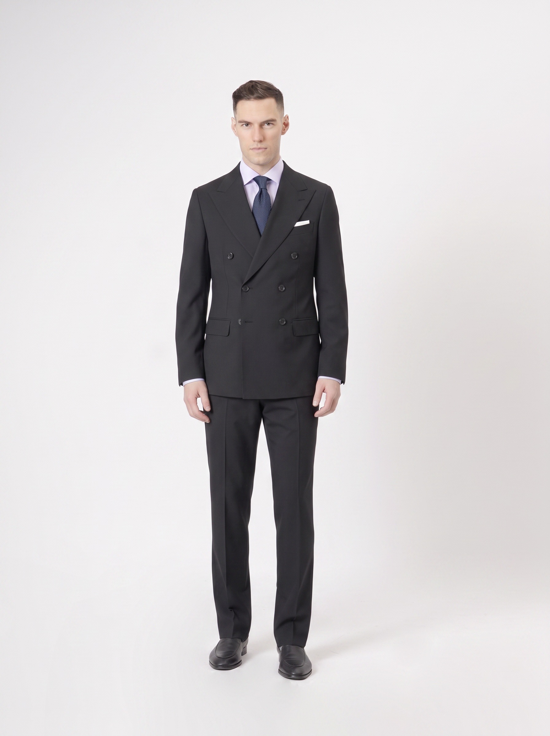 traje cruzado 6x2 negro · cuerpo entero