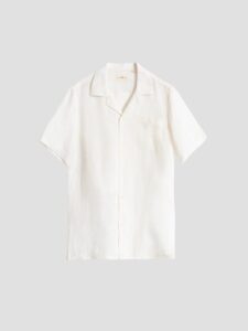 Camisa manga corta de lino y algodón blanco roto de PuroEgo, prenda completa