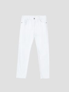 Pantalón de cinco bolsillos blanco de PuroEgo en algodón, corte slim, completo