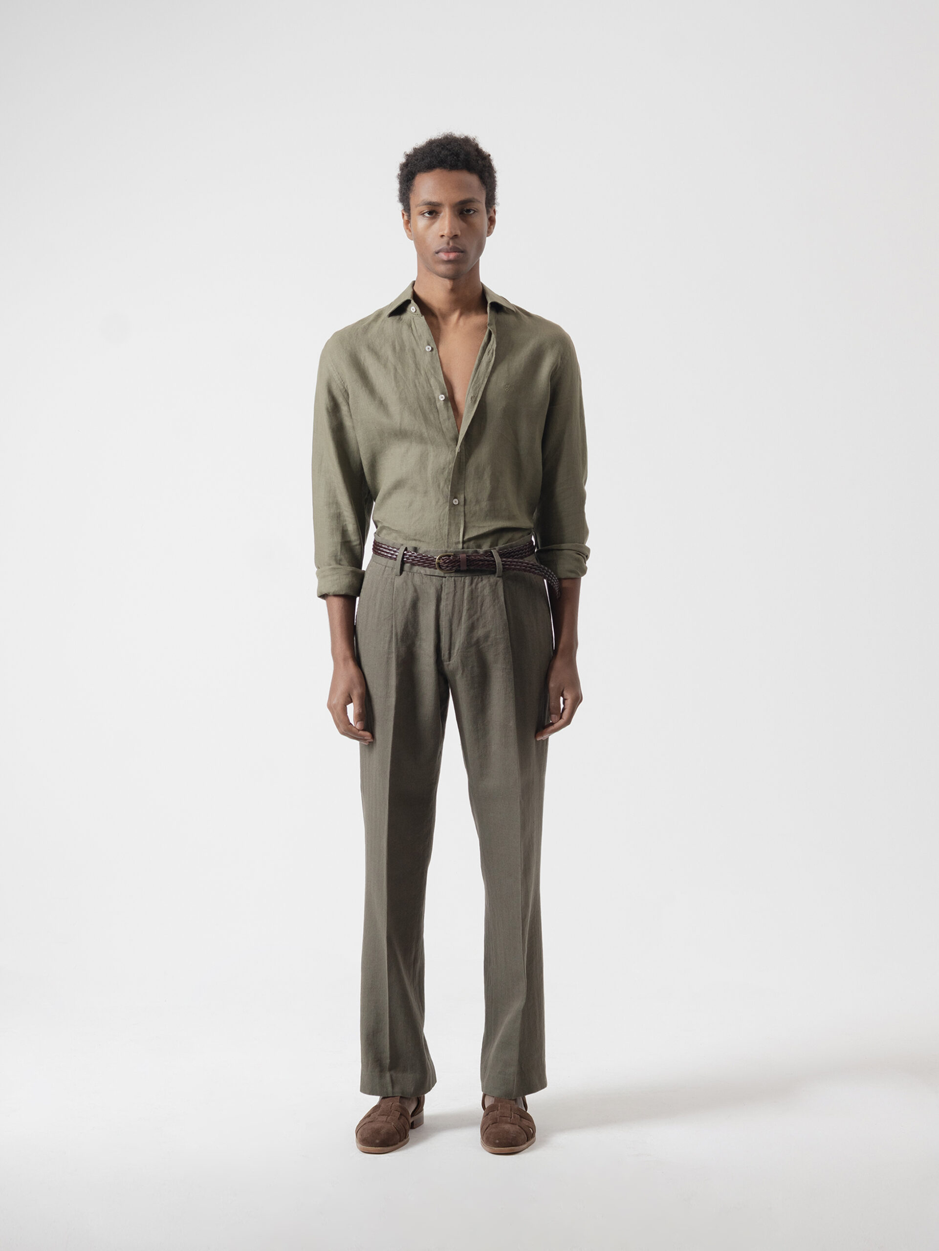 TRAJE DE LINO CAQUI