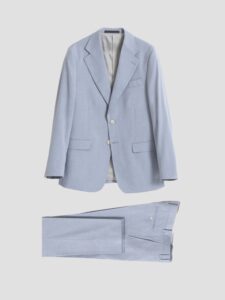 Traje celeste de dos piezas de PuroEgo con tejido de estructura, corte slim, completo