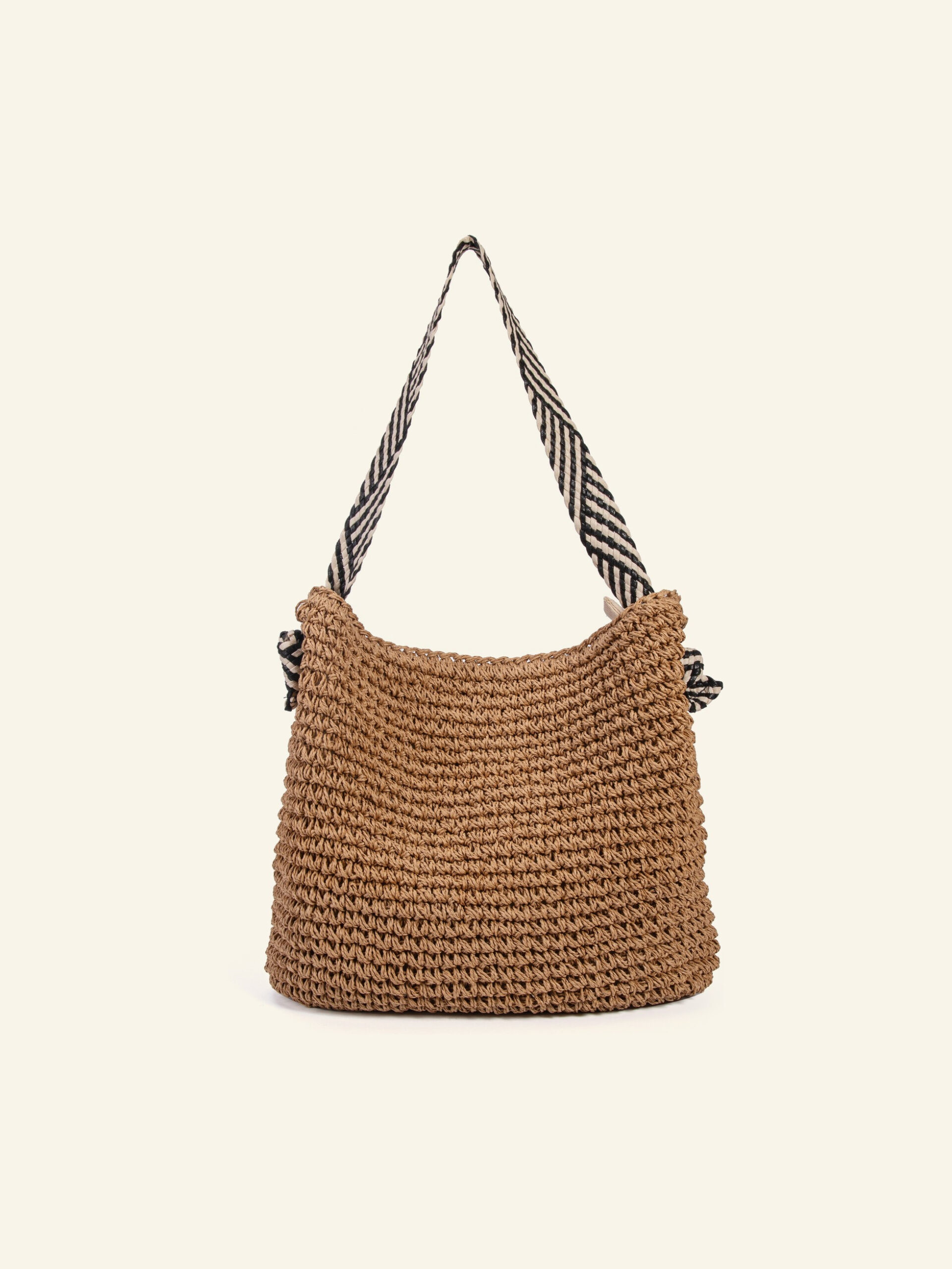 Cartera hobo de rafia color natural Formentera, de frente