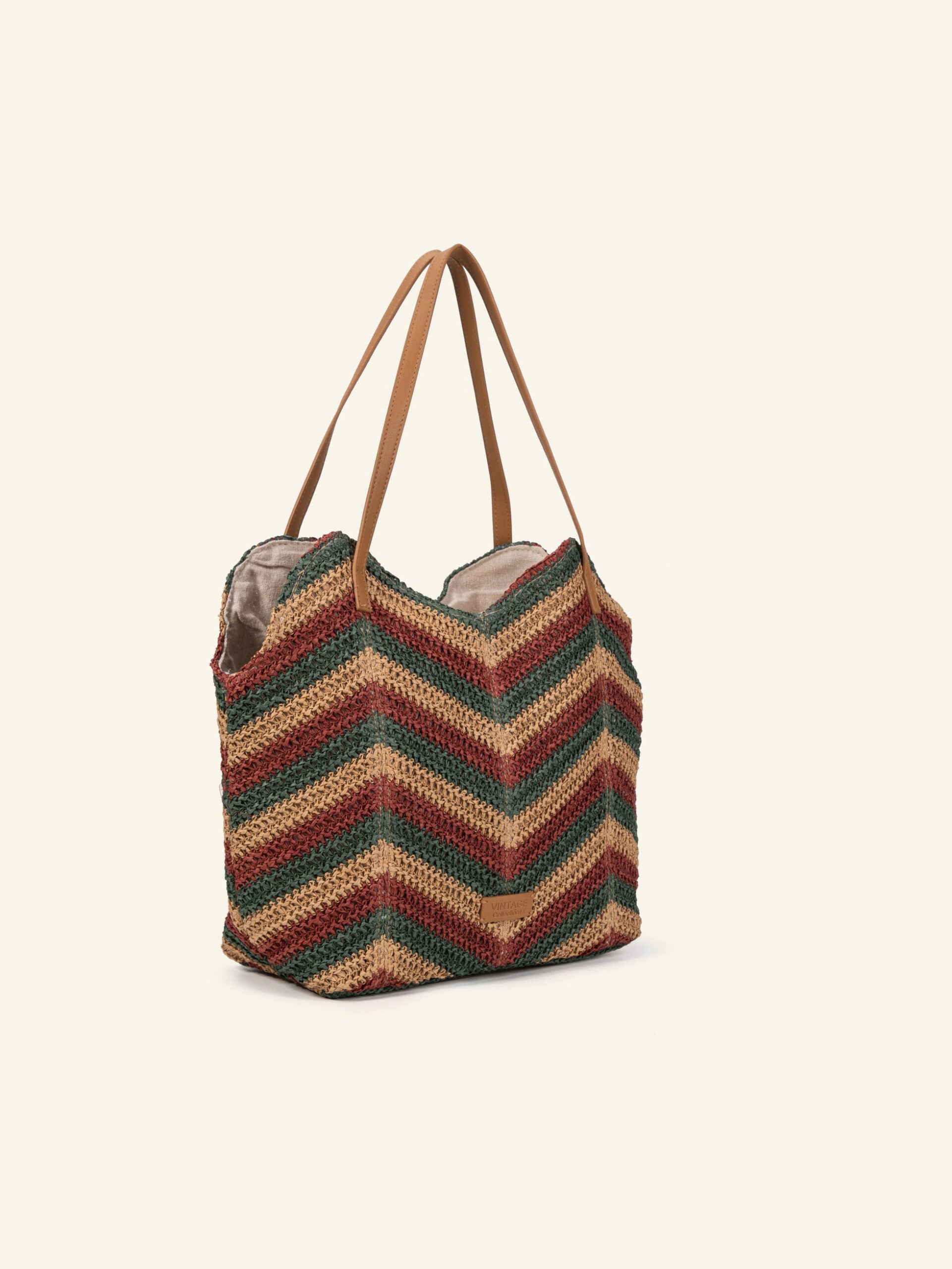 Cartera tote de rafia multicolor Formentera, en tres cuartos